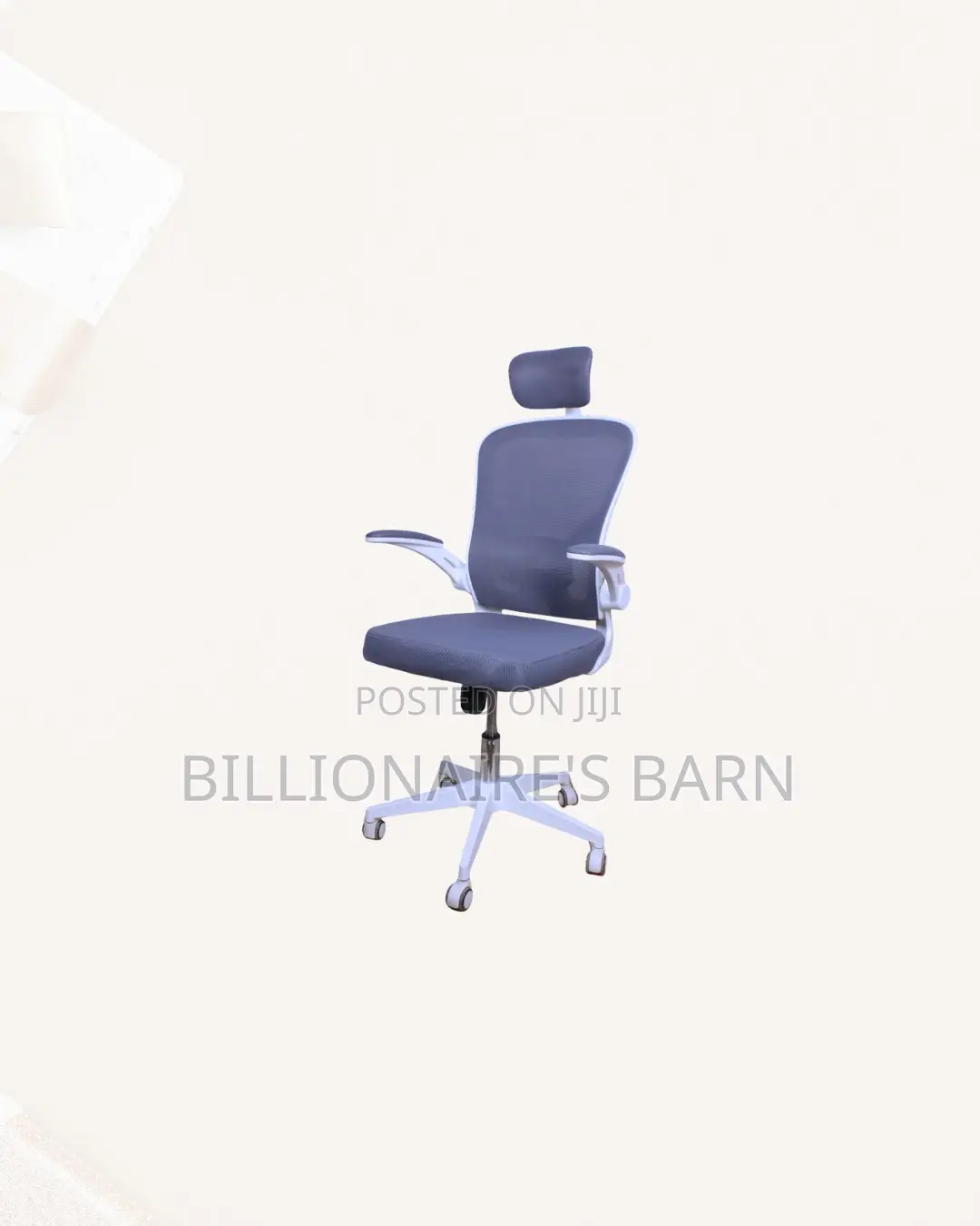White Ergonomic Office Chair Flip Up Arms Adjustable Headrest Solution