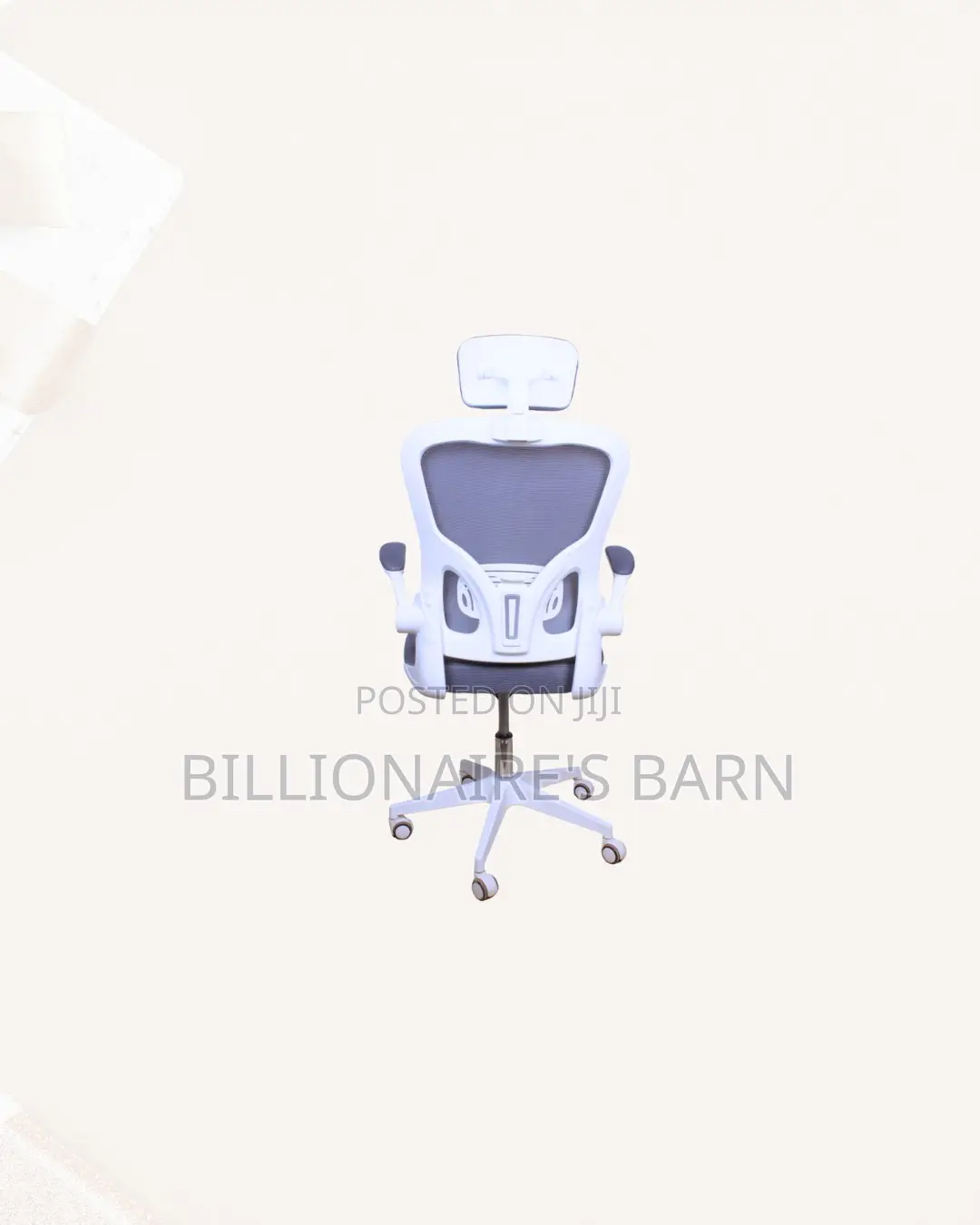White Ergonomic Office Chair Flip Up Arms Adjustable Headrest Solution