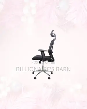 Black Mesh Office Chair Ergonomic Headrest With Chrome Base Support