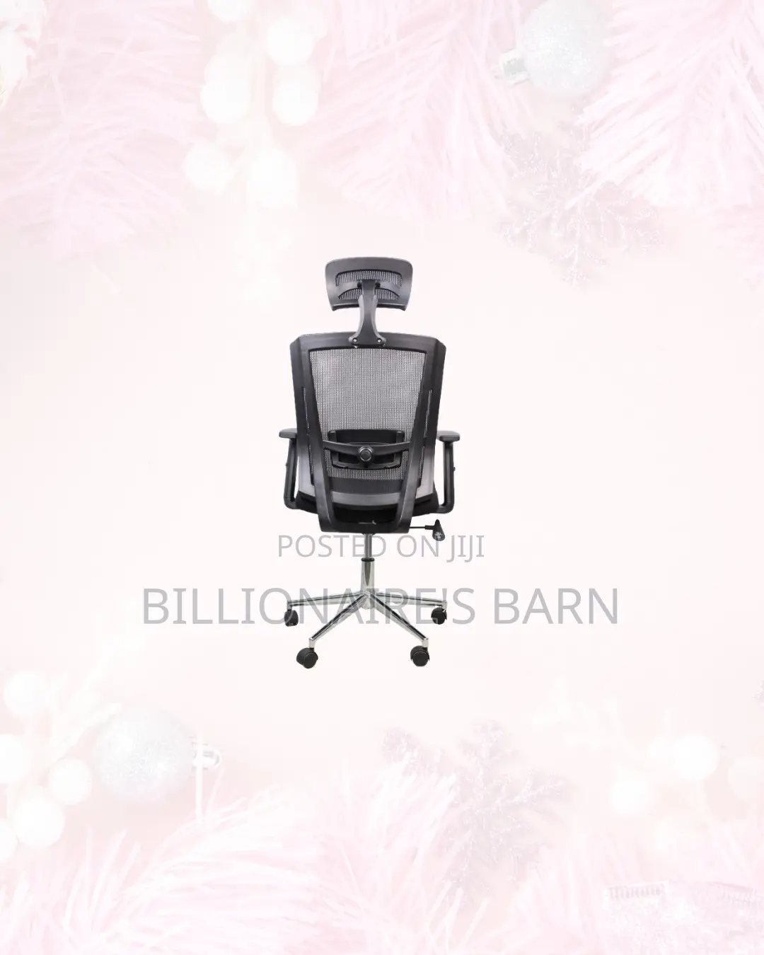 Black Mesh Office Chair Ergonomic Headrest With Chrome Base Support