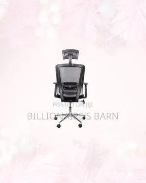 Black Mesh Office Chair Ergonomic Headrest With Chrome Base Support