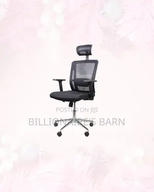 Black Mesh Office Chair Ergonomic Headrest With Chrome Base Support