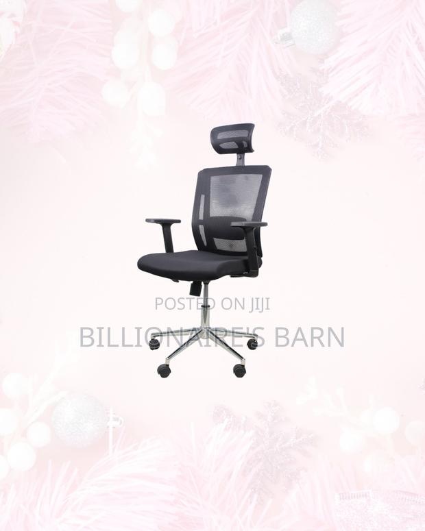 Black Mesh Office Chair Ergonomic Headrest With Chrome Base Support - thumbnail 4
