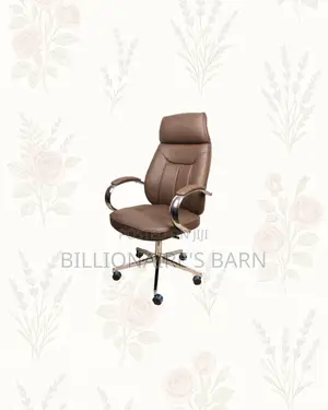 Brown Executive Leather Office Chair High Back Chrome Base Solution