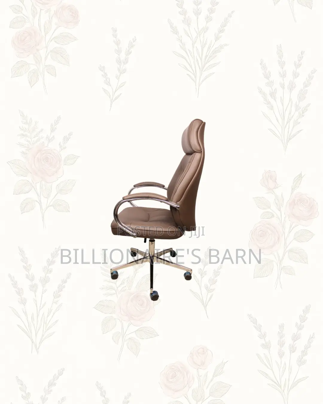 Brown Executive Leather Office Chair High Back Chrome Base Solution