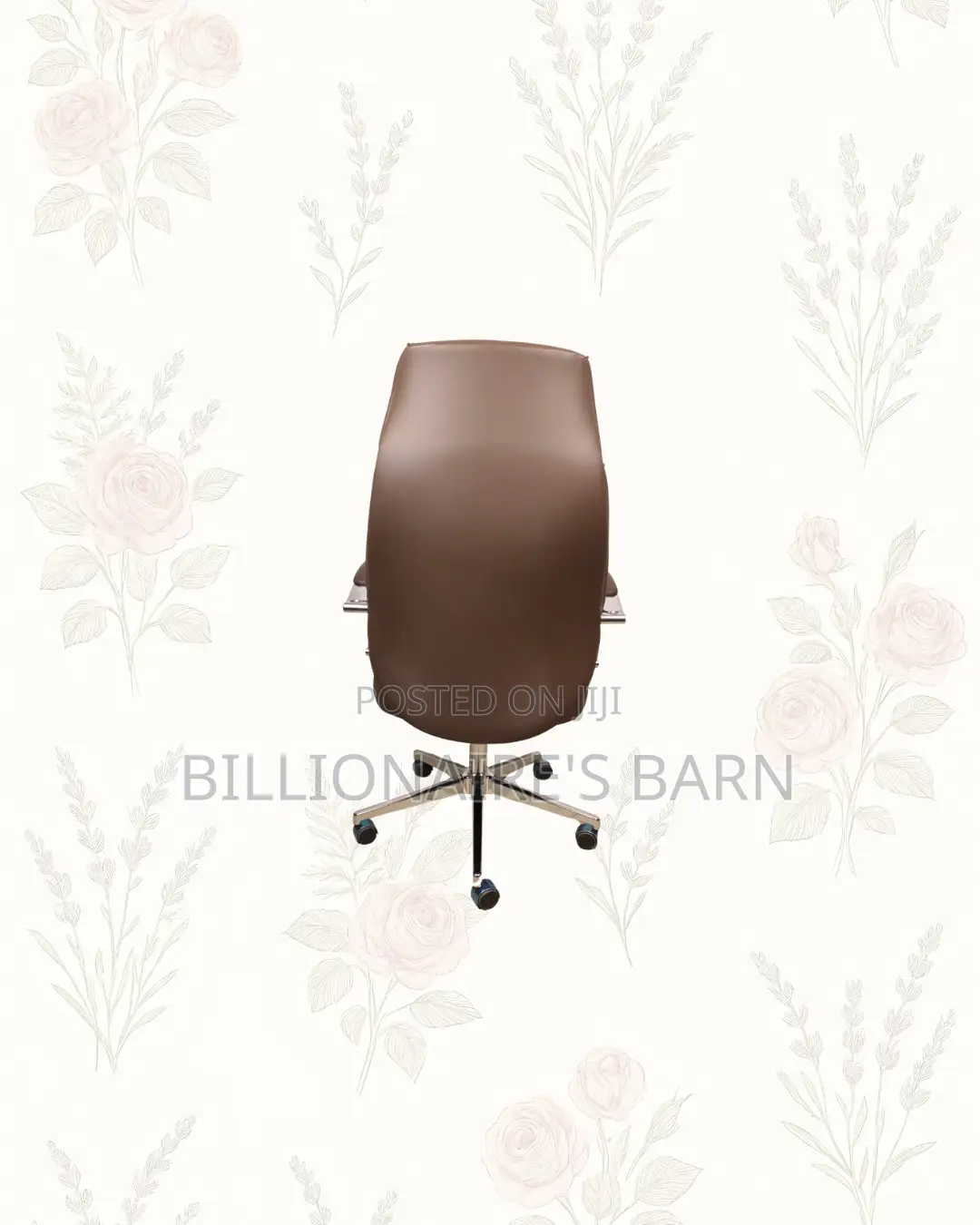 Brown Executive Leather Office Chair High Back Chrome Base Solution