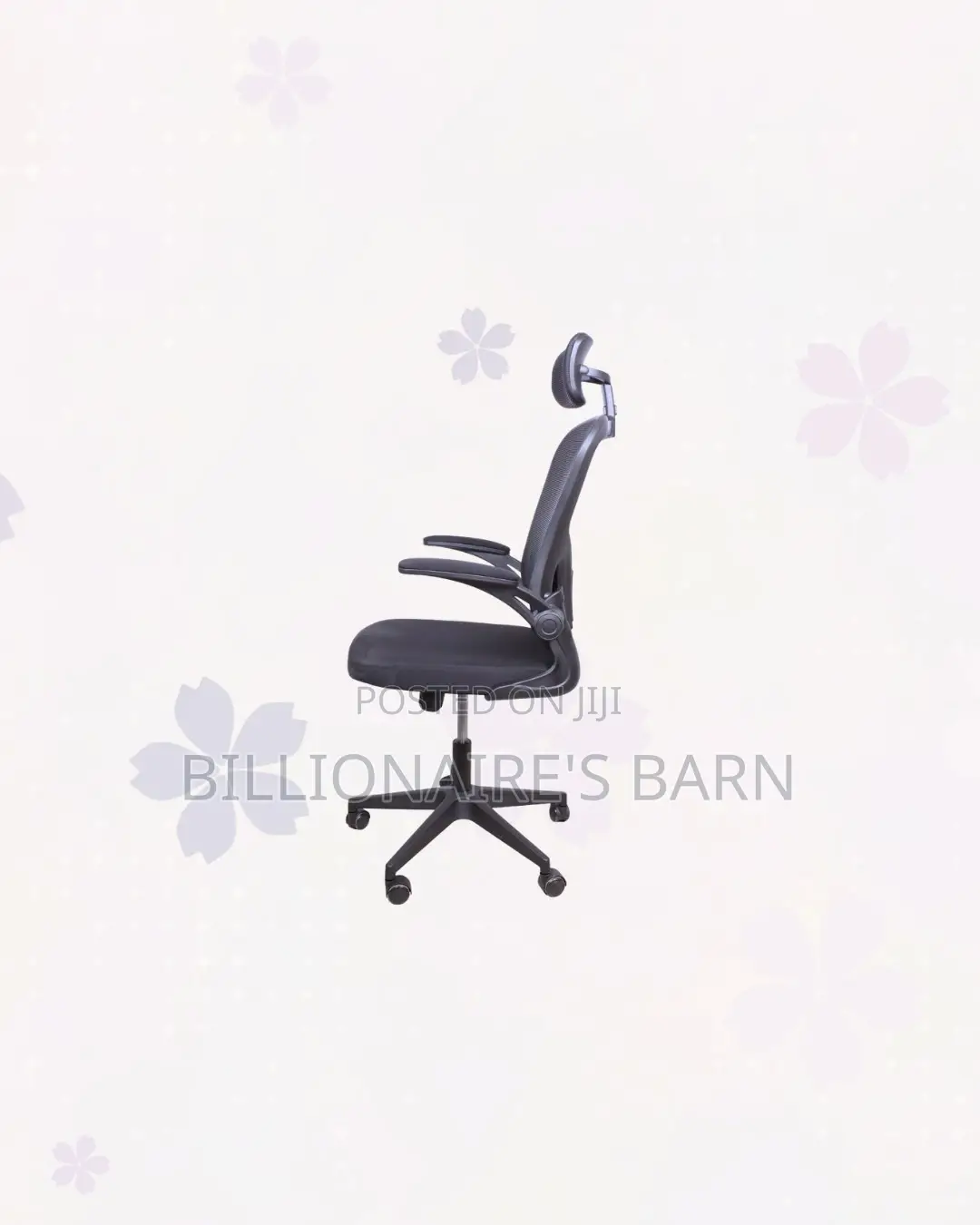 Grey Ergonomic Office Chair Flip Up Arms Adjustable Headrest Support