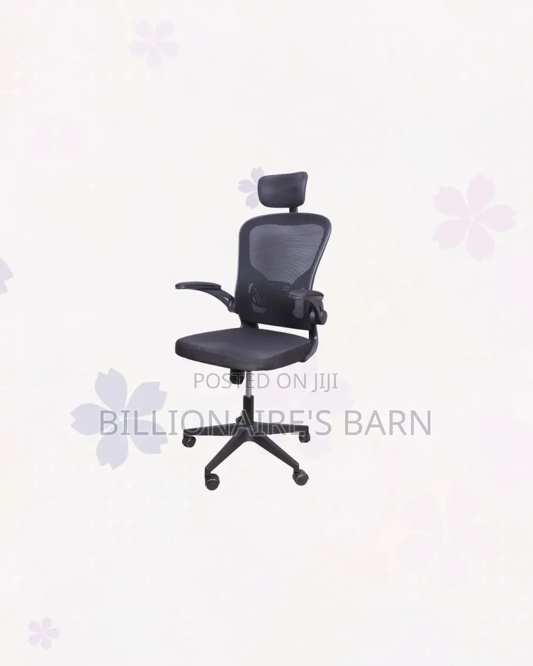 Grey Ergonomic Office Chair Flip Up Arms Adjustable Headrest Support
