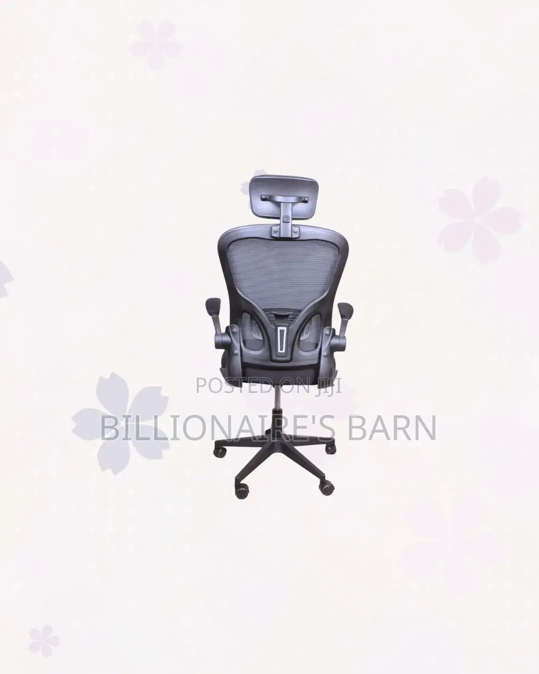 Grey Ergonomic Office Chair Flip Up Arms Adjustable Headrest Support
