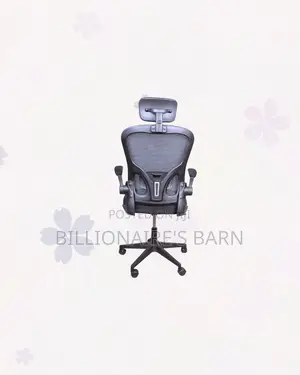 Grey Ergonomic Office Chair Flip Up Arms Adjustable Headrest Support