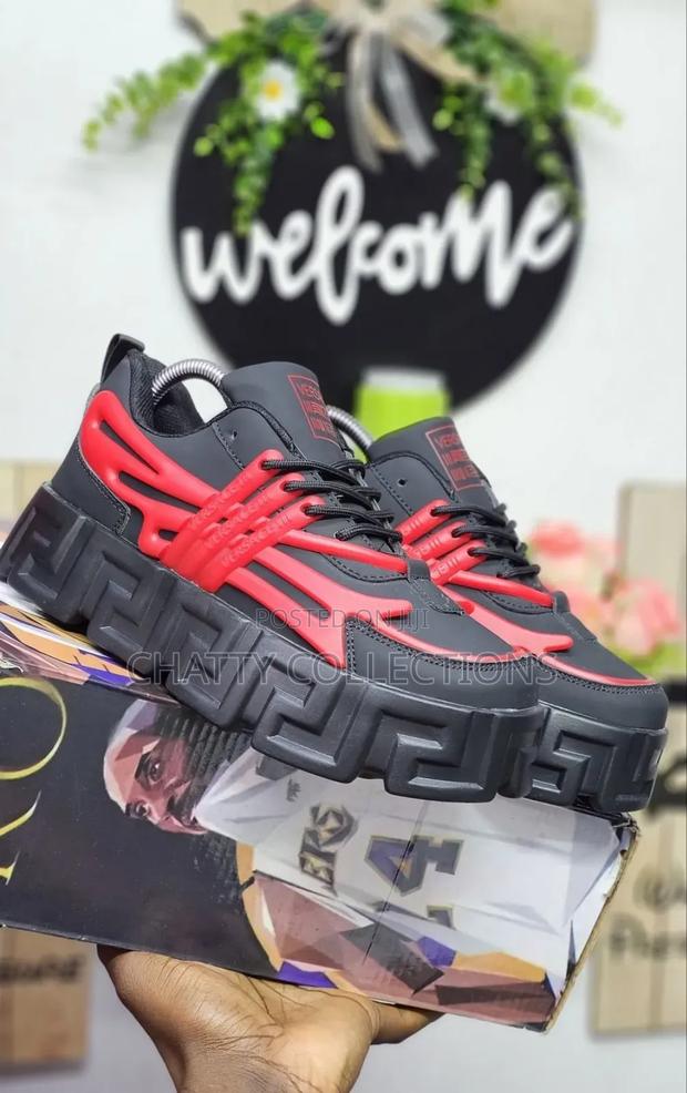 Unisex Black and Red Versace Sneakers Restocked Size 40 to 45