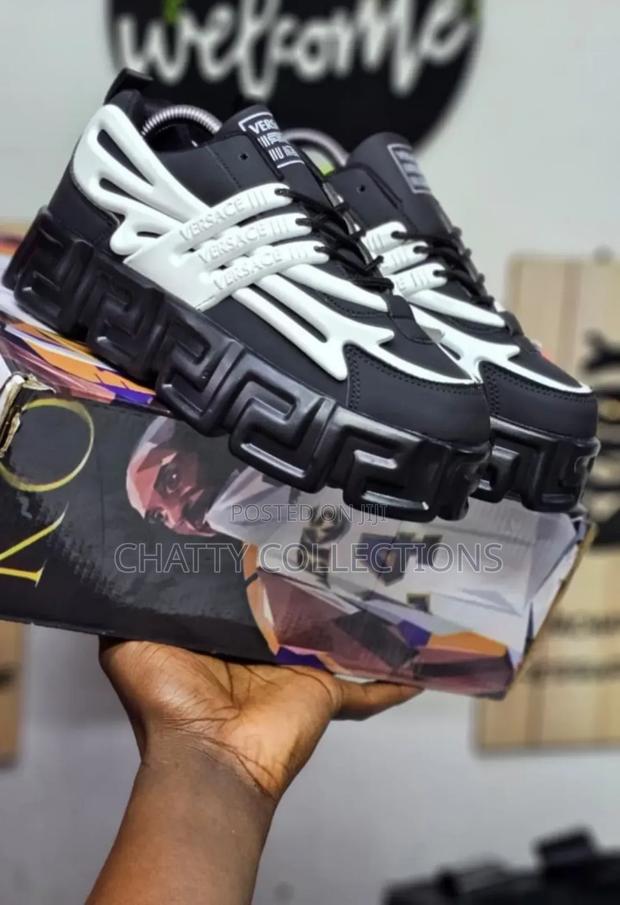 Unisex Black and White Versace Sneakers Restocked Size 40 to 45