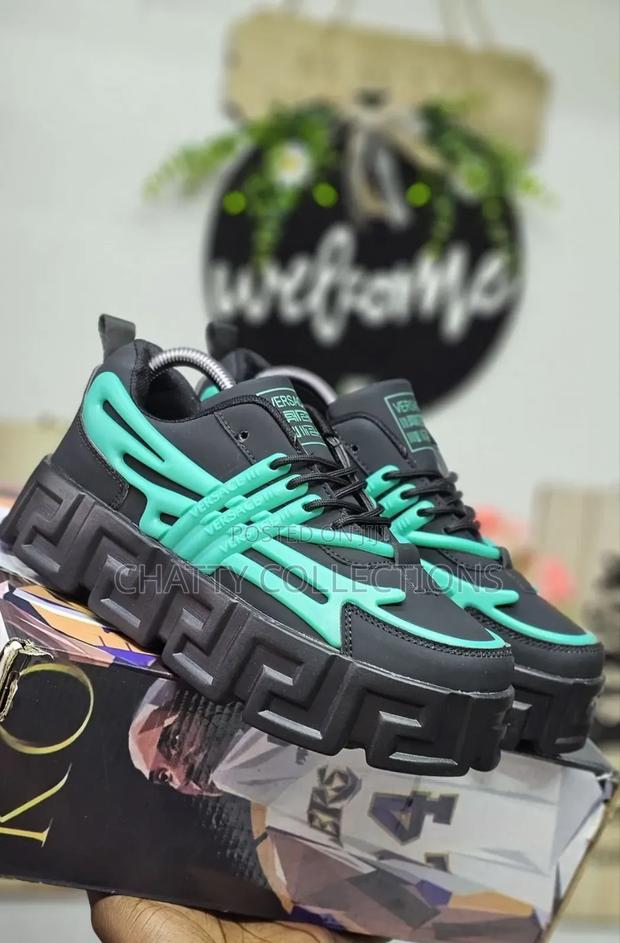 Unisex Black and Green Versace Sneakers Restocked Size 40 to 45