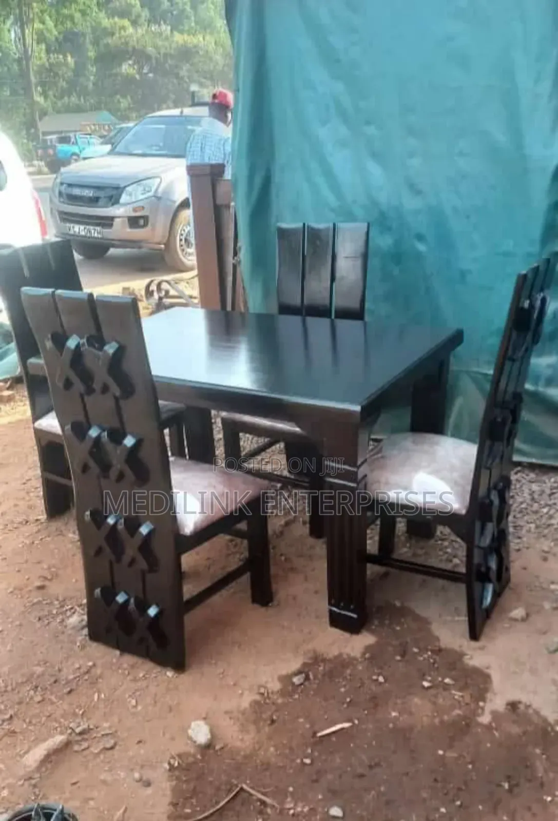 4 Seater Walnut X Chairs Dinning Table Set