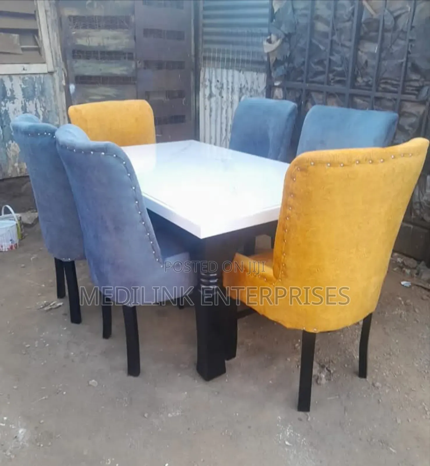 Skempton Mixed Fabric 6-Seater Dinning Table Set