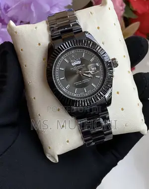Black Stainless Steel Rolex Oyster Perpetual Day-Date Wristwatch