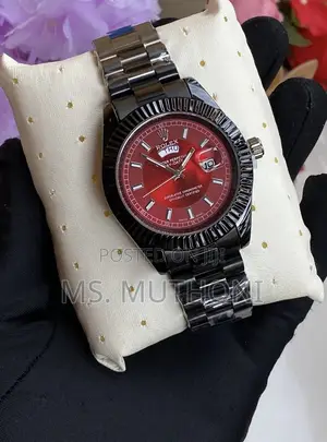 Black Stainless Steel Rolex Oyster Perpetual Day-Date Wristwatch