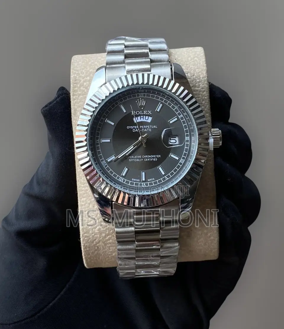 Stainless Steel Silver Strap Battery Powered Rolex Gents Watch *