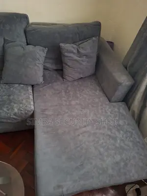 Luxury Grey U Shaped 7 Seater Sofa Plus Coffee Table Glass Set