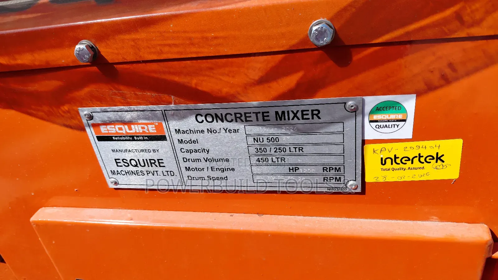 Esquire Indian 500l Concrete Mixer Belt Driven