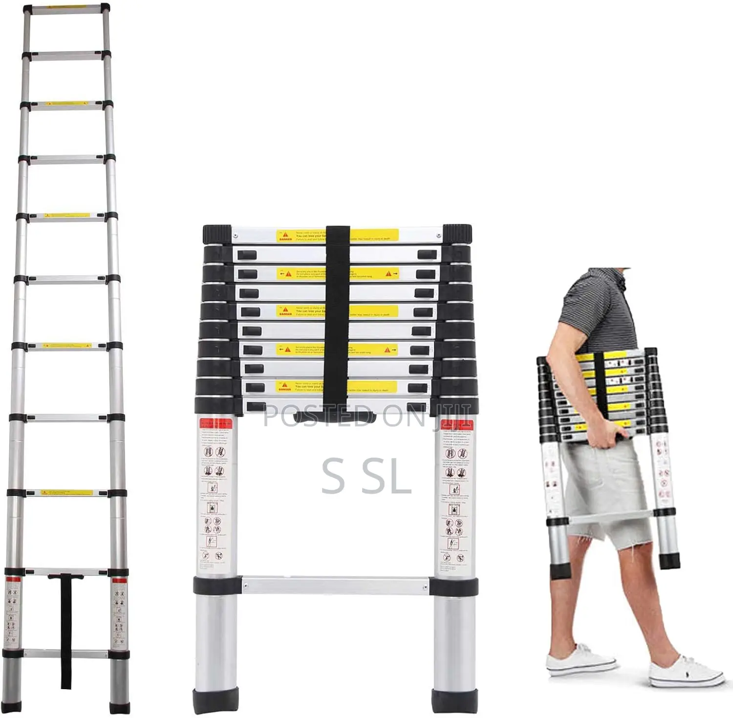 Aluminum Telescopic Ladder 3.8m 13 Step Single Side