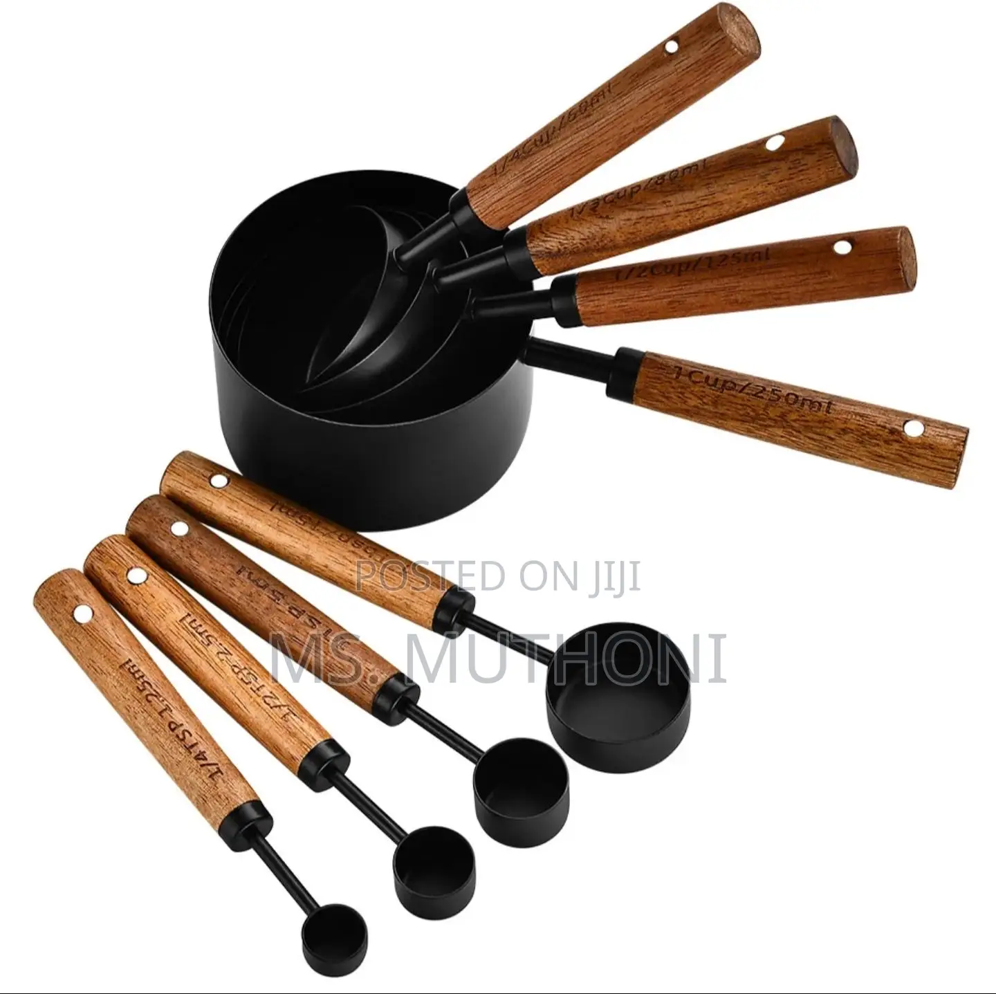 Matte Black Set of 8-Piece Stainless Steel Measuring Cups