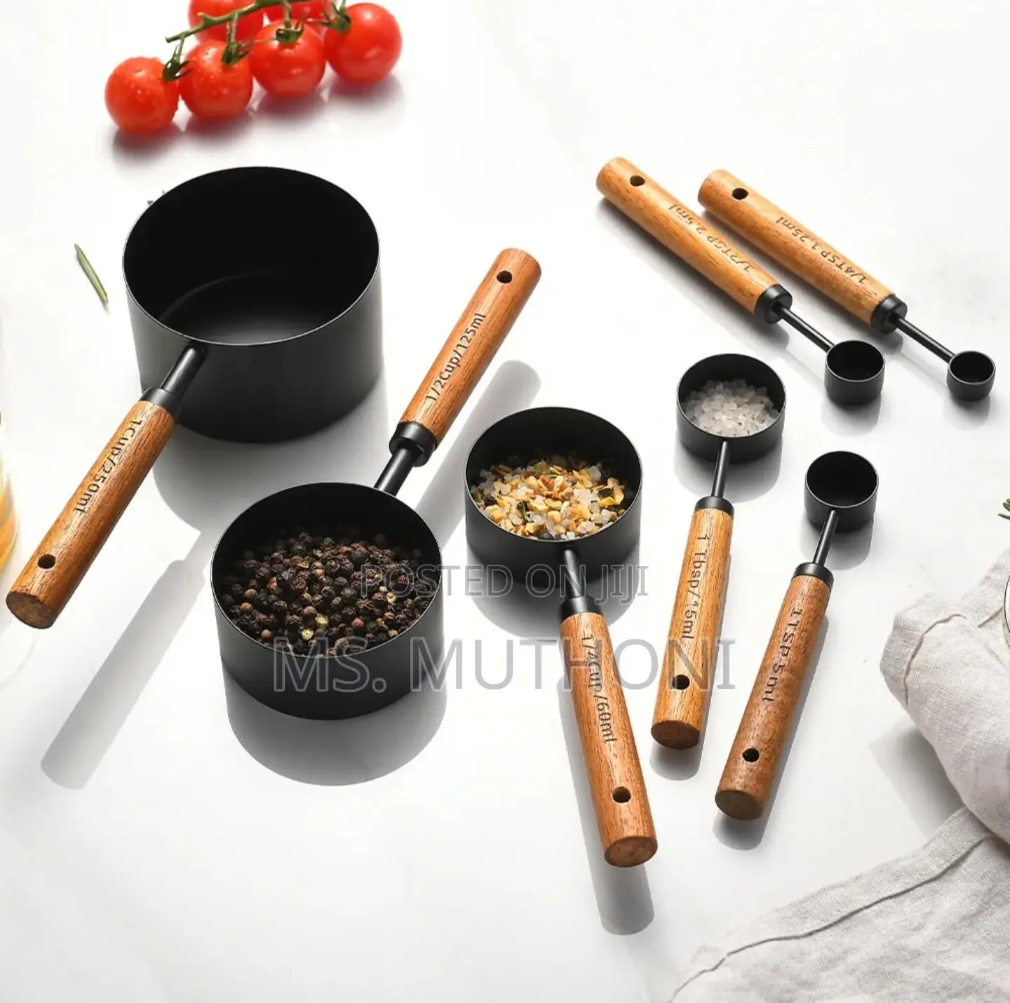 Matte Black Set of 8-Piece Stainless Steel Measuring Cups