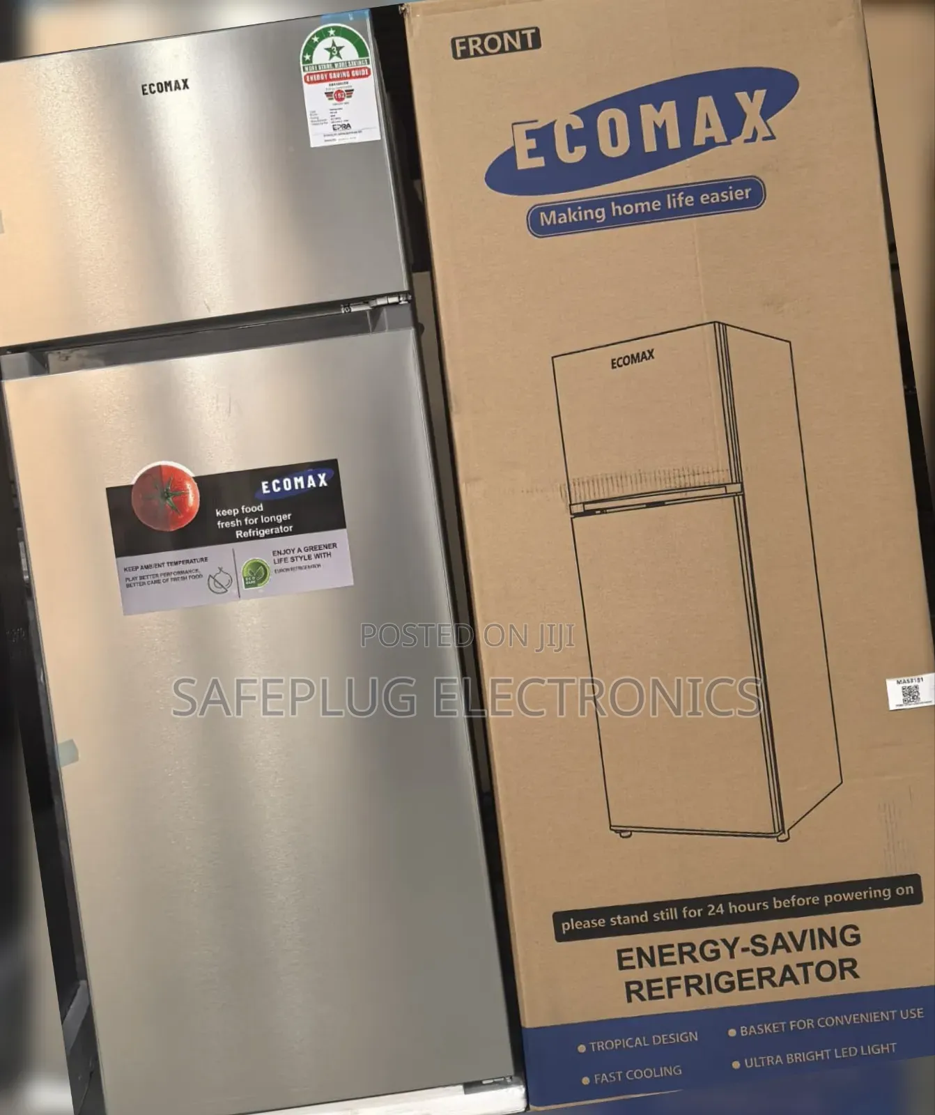 Ecomax 230l Double Door Fridge – Dark Silver