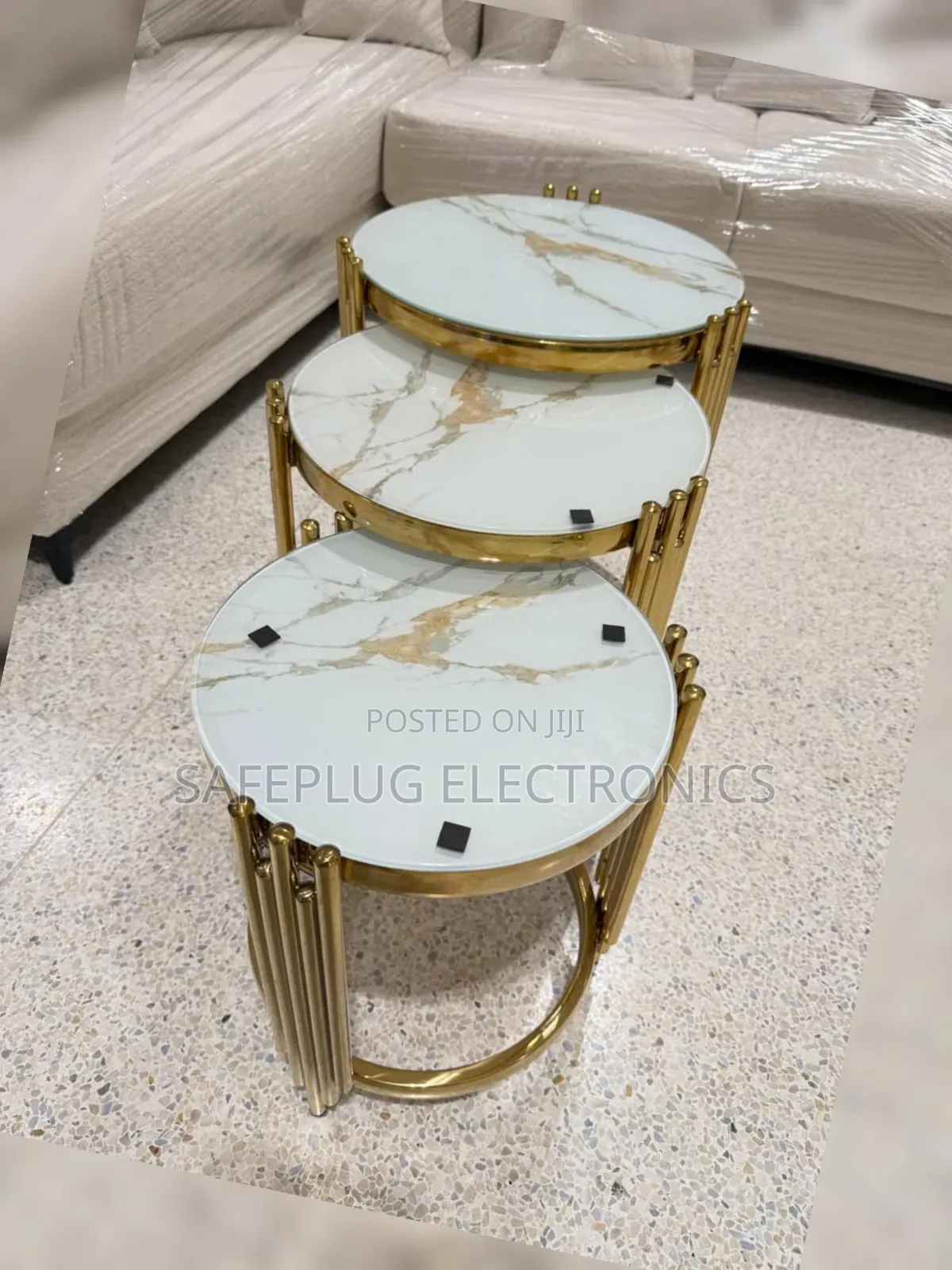 3-in-1 Marble Coffee Table Set – Durable Stylish