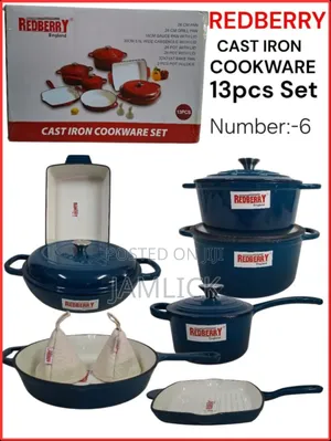 Redberry 13pcs Premium Enamel Coated Cast Iron Cookware Set – Red