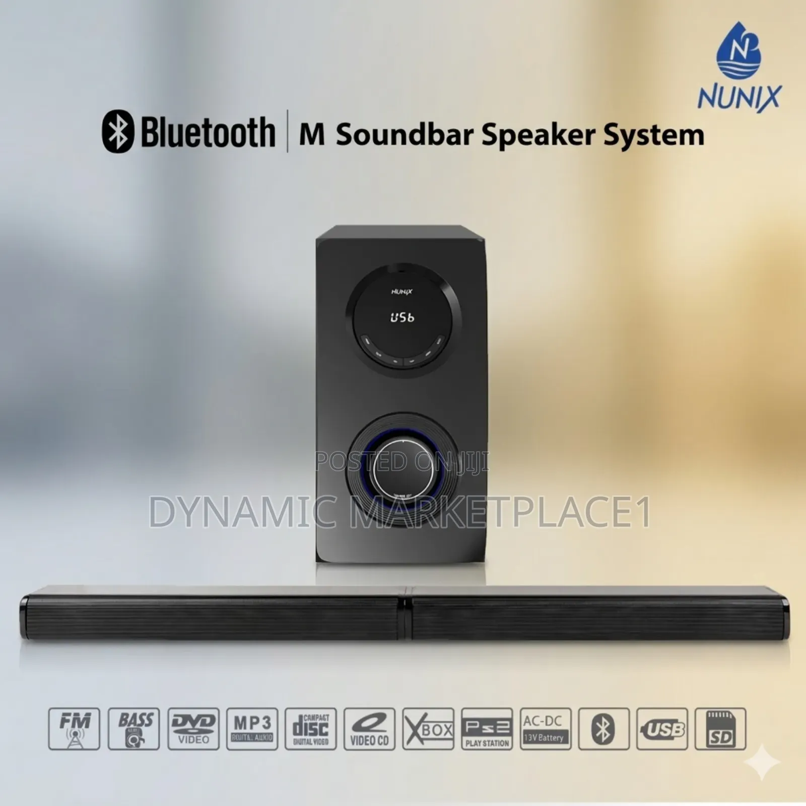 Nunix M7s Bluetooth Soundbar Speaker System With Subwoofer