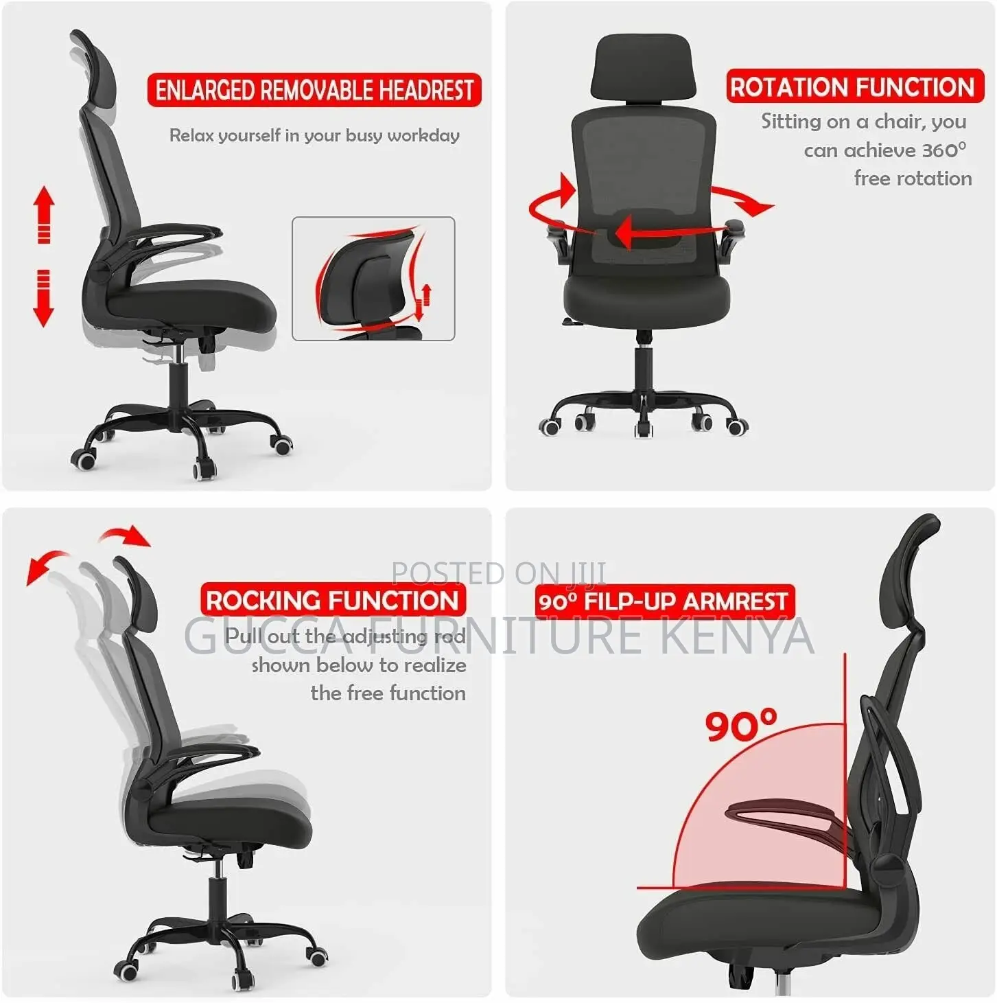 Ergonomic Home Desk Chair With Flip Arms