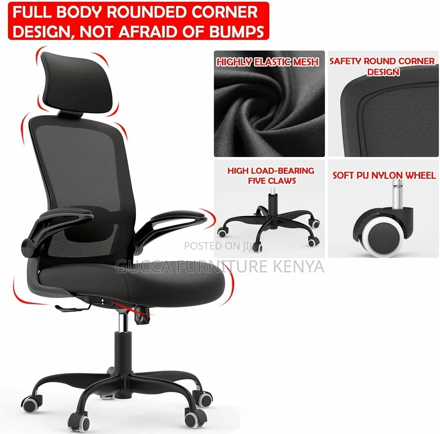 Ergonomic Home Desk Chair With Flip Arms
