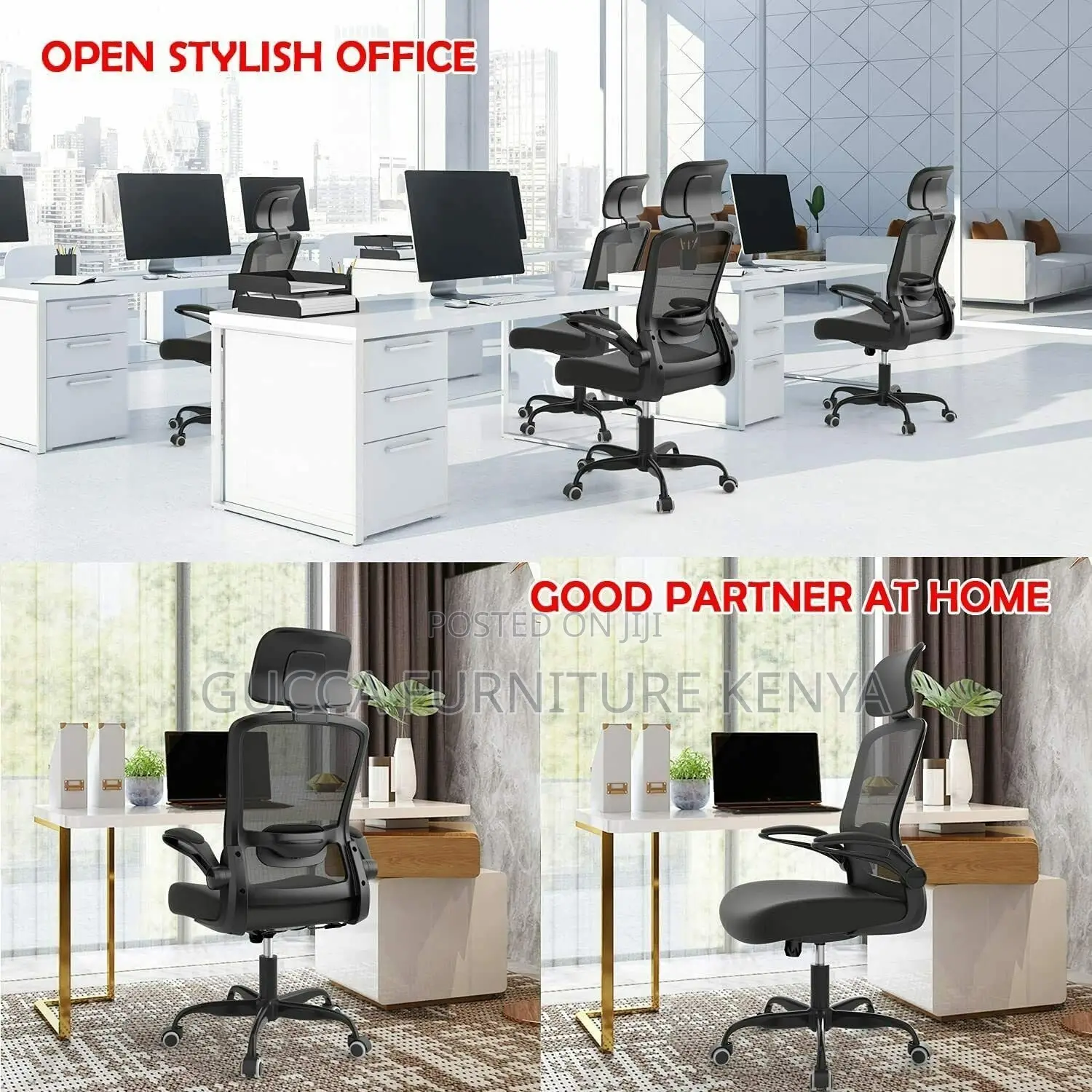Ergonomic Home Desk Chair With Flip Arms