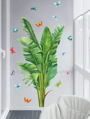 Tropical Green Leaf Flower Wall Stickers
