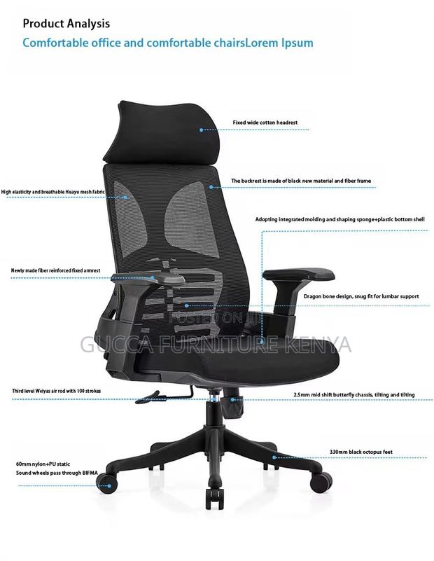 Ergonomic Swivel Study Office Chair With Arms - thumbnail 3