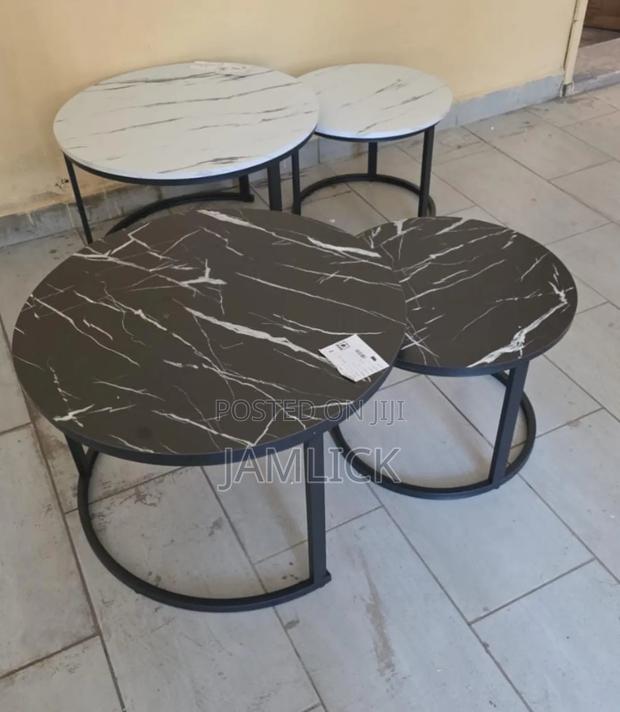 Black White Nesting Coffee Table Set – Marble-Effect –Dv