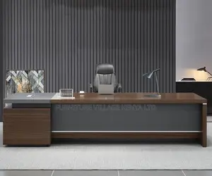 Office Desk;L-Shape Wooden Executive Desk With Locking Drawer