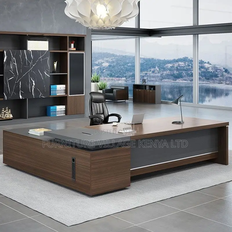Office Desk;L-Shape Wooden Executive Desk With Locking Drawer