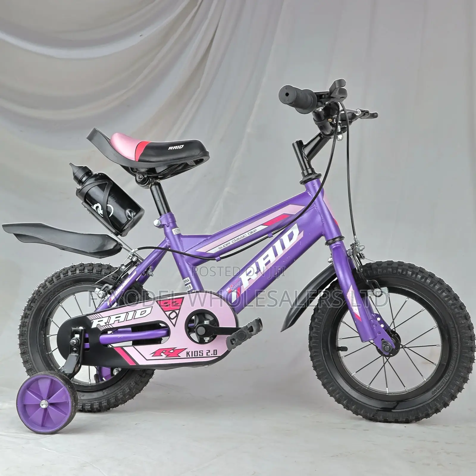 Raid Kids Size 12 Color Purple With Training Wheels for Age 2- 4 Years