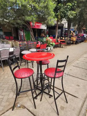 Red High Chairs and Table