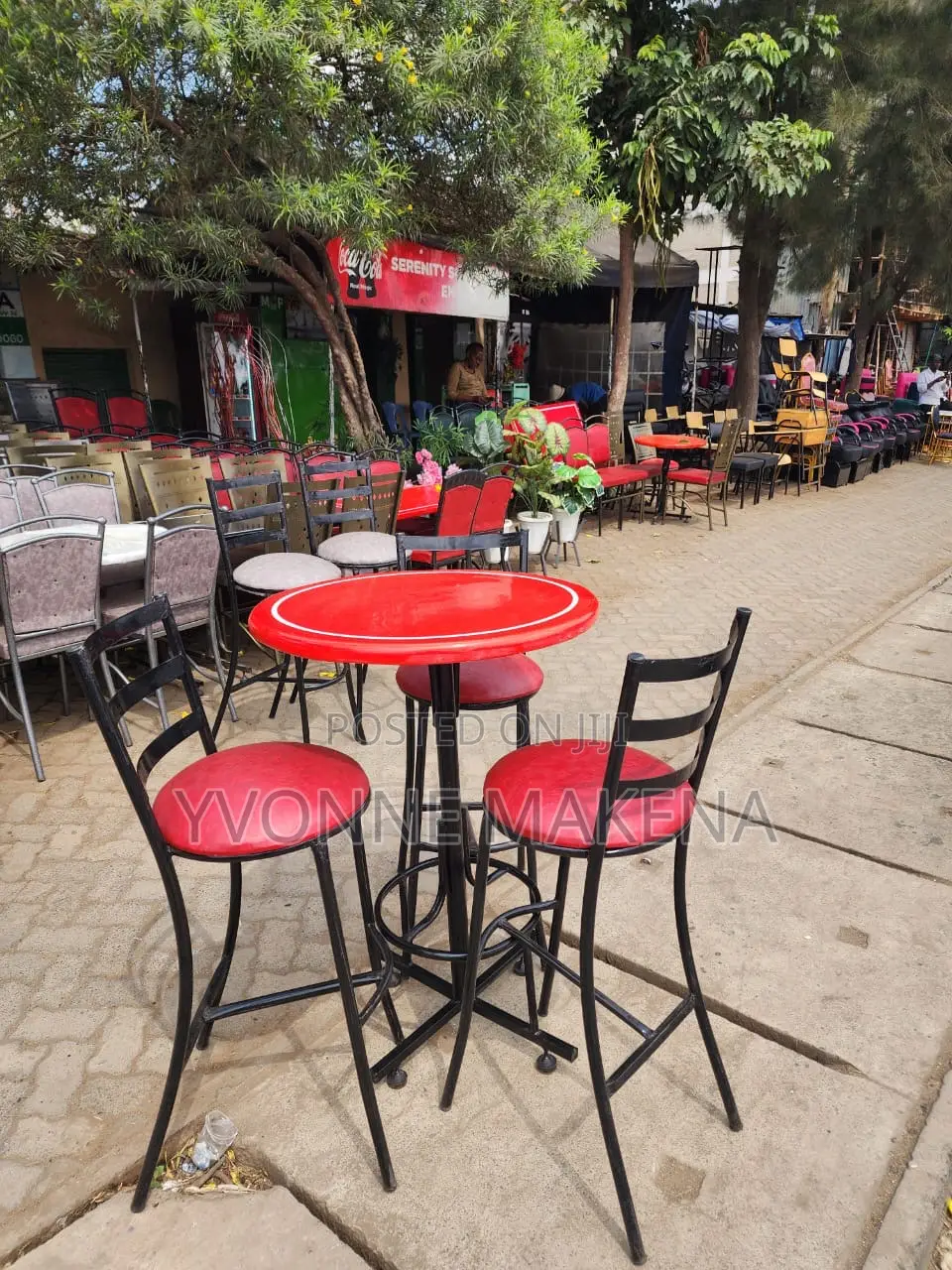 Red High Chairs and Table