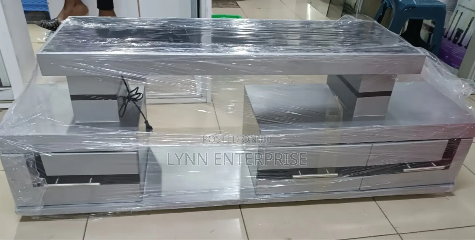 Executive Tv Stand With Marble Coating and Light