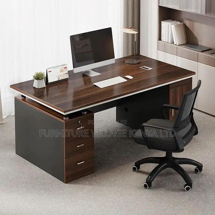 Office Desk; 1.4 Meter Office Desk With 3 Drawers and 1 Cupboard