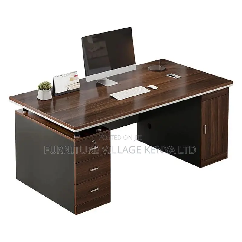 Office Desk; 1.4 Meter Office Desk With 3 Drawers and 1 Cupboard
