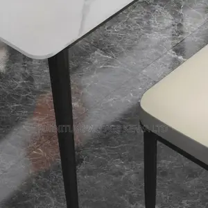 Dining Set; 4-Seater Marble Table and Leather Chair Dining Set