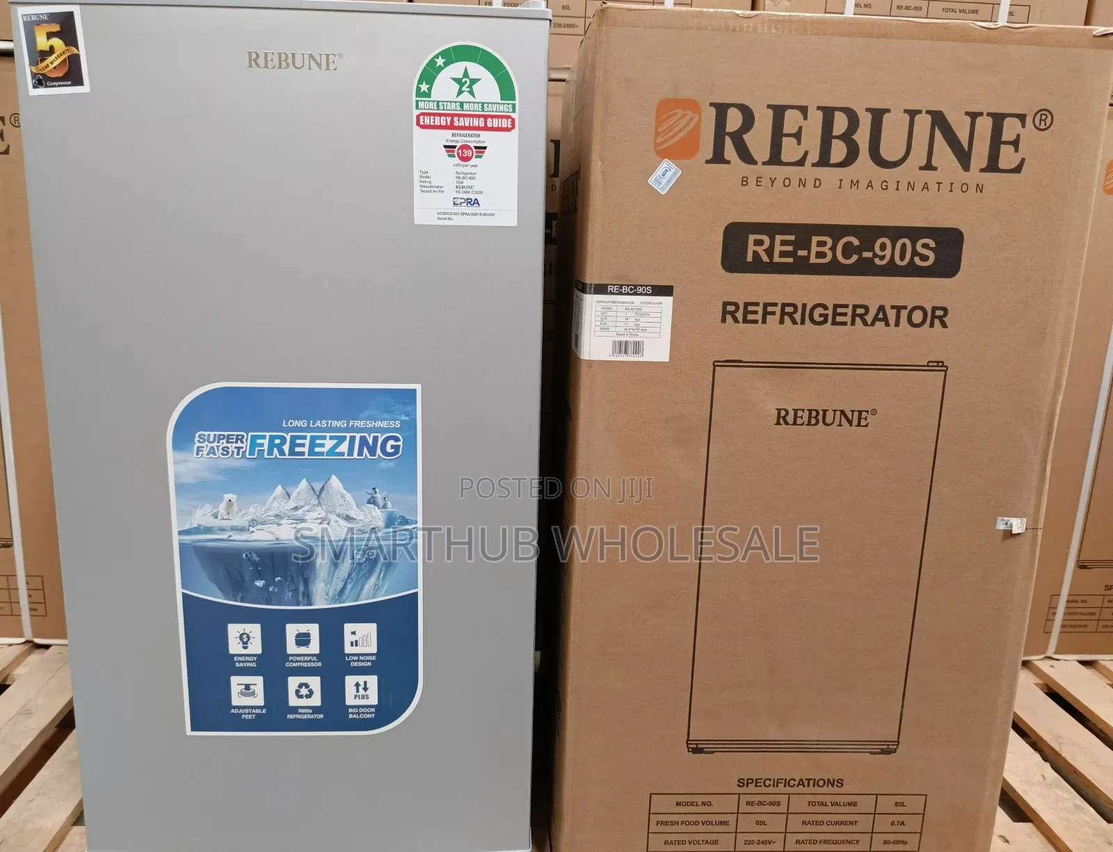 Rebune 90 Litres Dark Silver Single Door Refrigerator With Free Guard