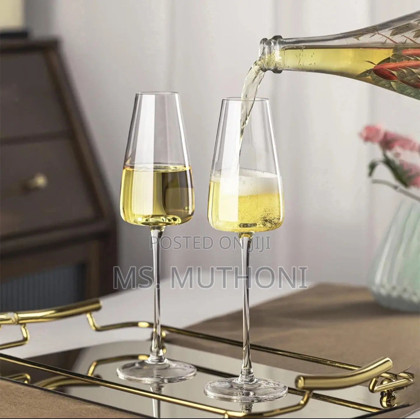 A Pair Aesthetic Champagne Flutes  (280 Ml )
