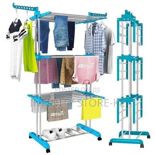 Multi Function Mettalic 3tier Clothes Drying Rack With Shoe Rack