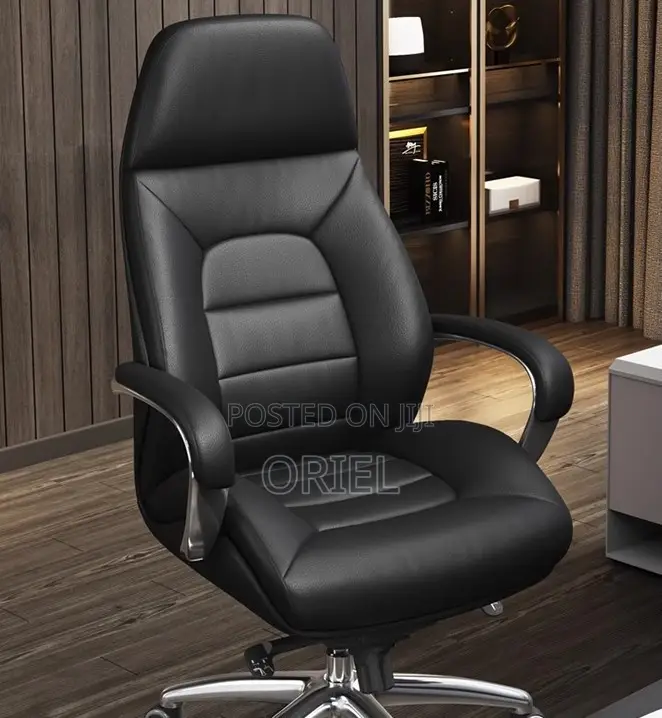 Modern Office Chair : Chrome 5star Base Executive Office Leather Chair
